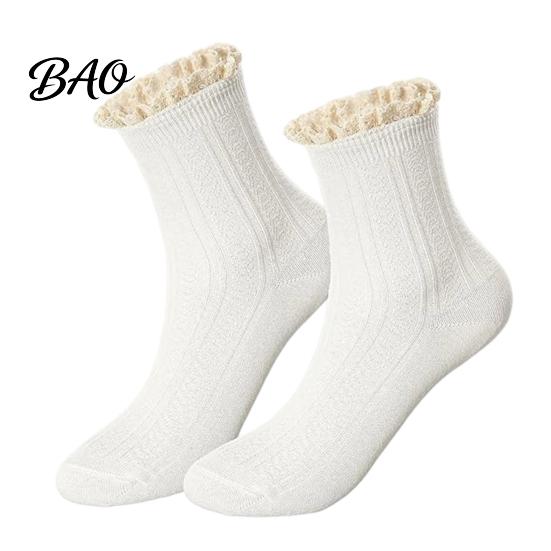 Lazy Pleat Style Socks Ruffle Crew for Women, Cotton Frilly Lace Socks, Soft Breathable Casual Skirts Ankles Daily Wear And Fashionable Layering