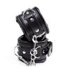 Adult Erotic Black & Red Leather Handcuffs and Foot Cuffs Set