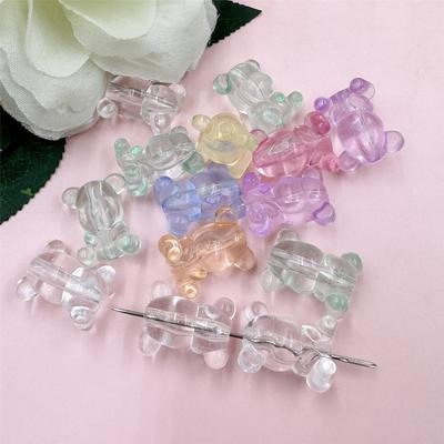 Home Party Supplies Acrylic Clear Crystal Bear Beads Jewelry Material 25pcs Fashion Key Chain Accessory 17*22mm DIY Necklace Bracelet