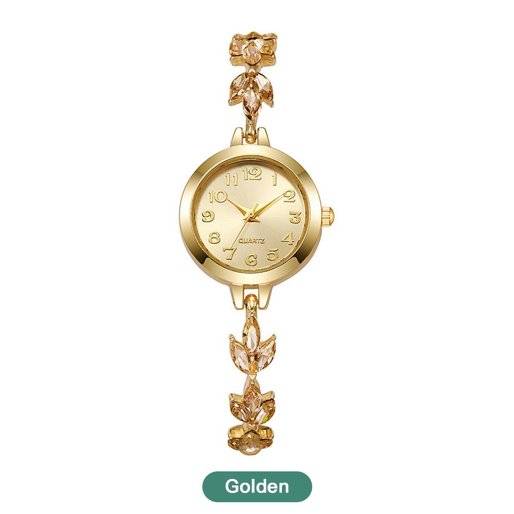 Elegant Ladies Quartz Watch Luxury Rhinestone Clover Bracelet Watch Arabic Numeral Dial Fashion Women Watch Gift Girls золотистый