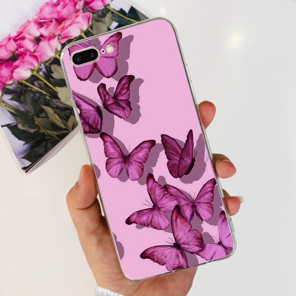 Case For Apple iPhone 7 8 Plus Cover Cute Butterfly Flower Silicone Soft Funda Protector Coque For iPhone 7 8 7plus 8plus Bumper