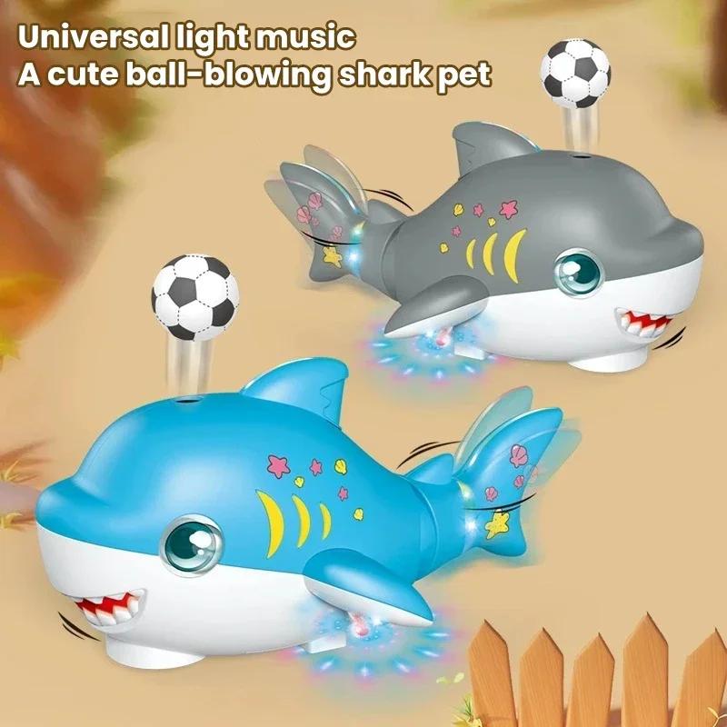 Electric Blowing Ball Shark Model Car Robot Swing Tail Electronic Pet Interactive Entertainment Toys for Kids Baby Children Gift