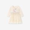 Girls Long Sleeve Princess Dress With Tulle Skirt Cotton Blend Toddler Outfit