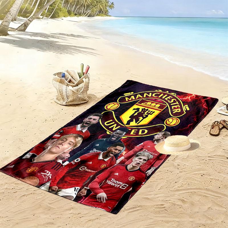 Retro MUFC Canvas Print Beach Towel, Large Soft Quick Dry Towel for Beach Camping Swimming