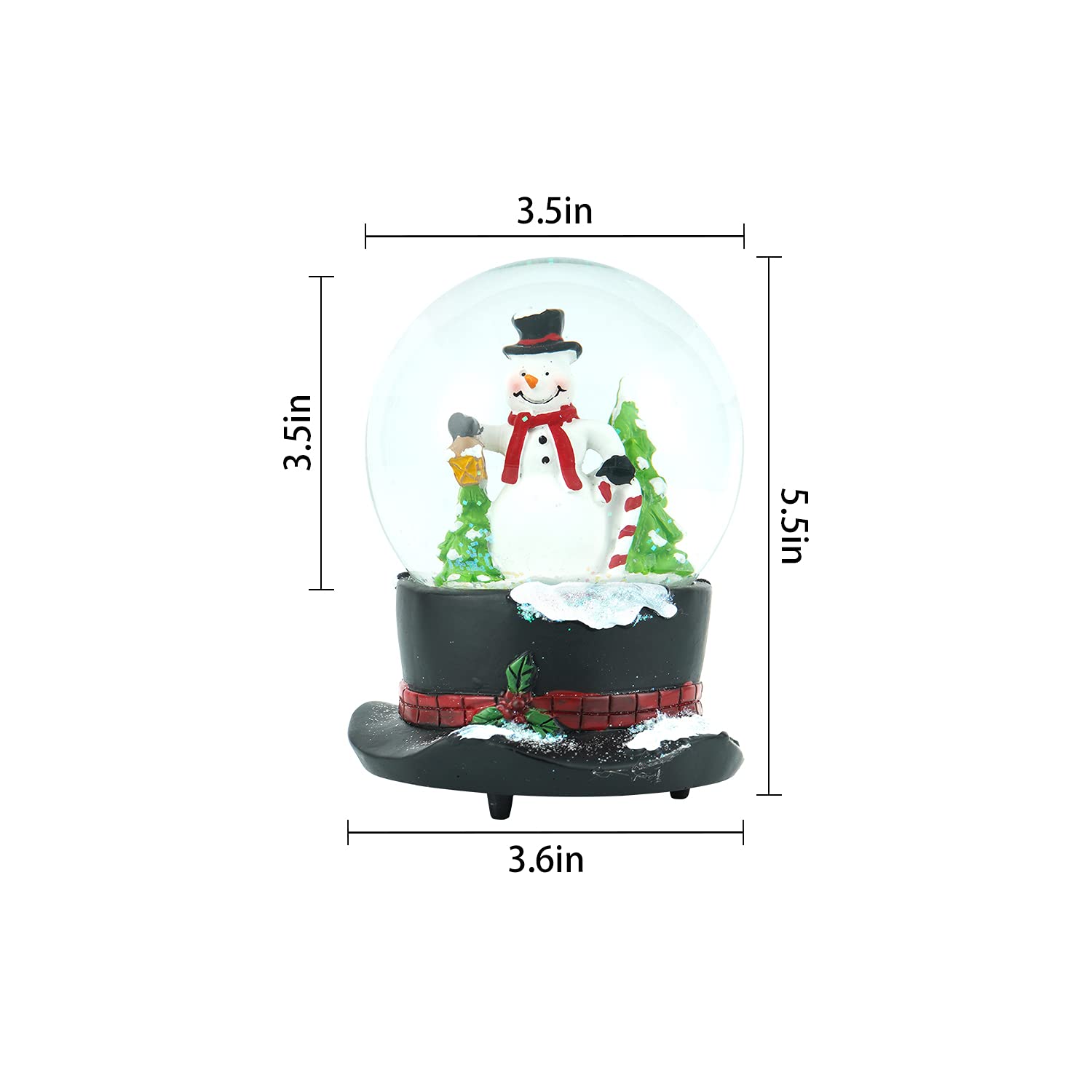 Hand-Made Exquisite Merry Christmas Songs Snowflake Globe Glass Hand-Cranked Music Box with Resin Base for Christmas Gift