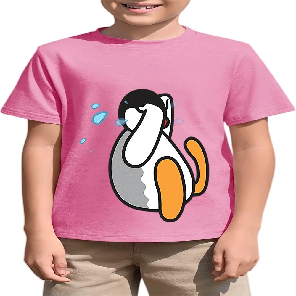 Summer Children's Pingu Fashion T-Shirt Cartoon Print Hot Sale for Boys and Girls