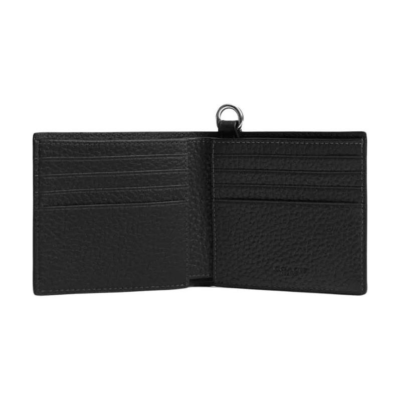 COACH 11 flip closure chain cow leather wallet men's black black