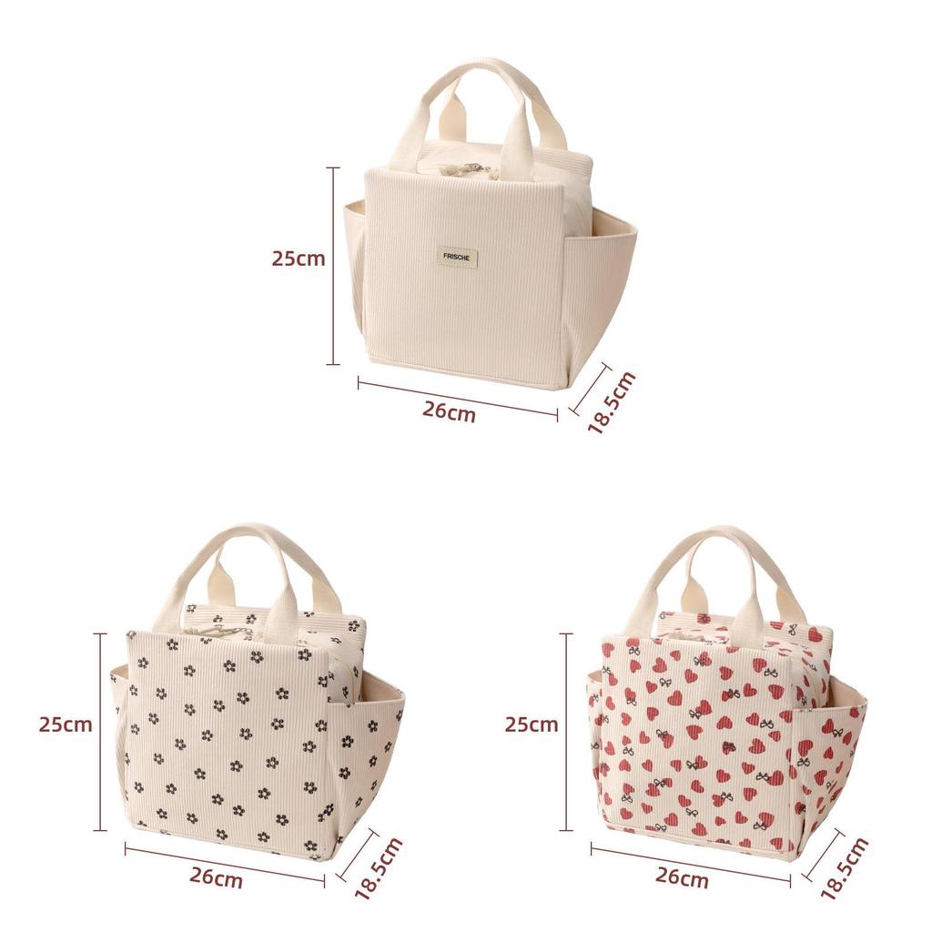 Lunch Bag Insulated Tote With Waterresistant Corduroy For Office And School Use