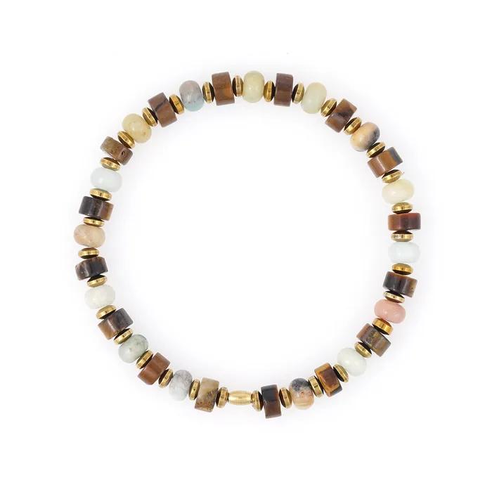 6mm Amazonite Tiger Eye Mix Gemstone Bracelet (C2403AC1191_YL)