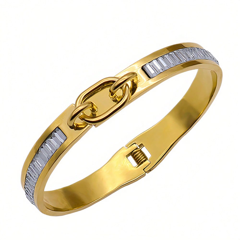 Fashion classic shiny decorative bamboo design bracelet gold-plated light luxury open bracelet