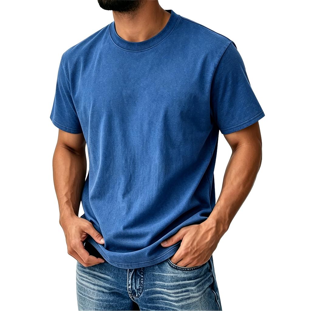 Men’s Vintage Crew Neck Short Sleeve T Shirt Classic Fit Cotton Material Casual Basic Top for Everyday Wear