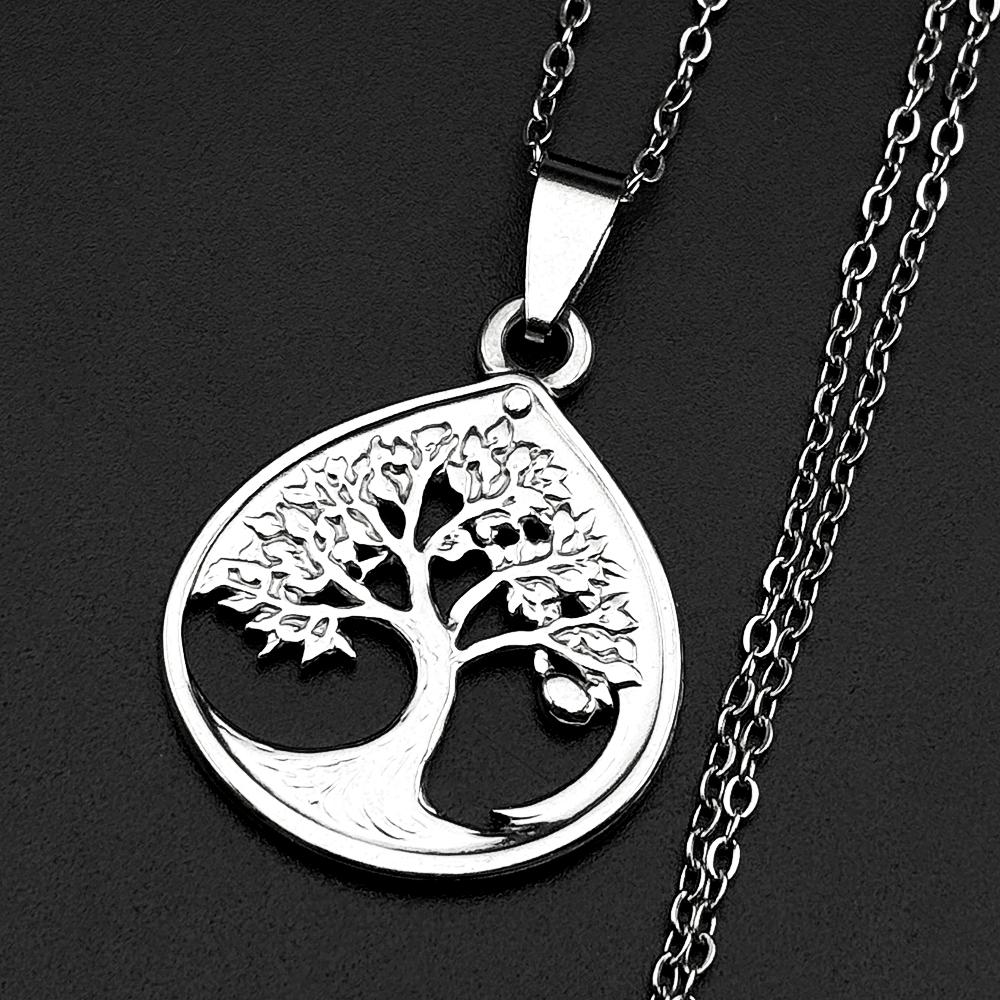 Tree Of Life Pendant Necklace For Women Men Stainless Steel Silver Color Love Amulet Chain Jewelry Family Gifts bijoux