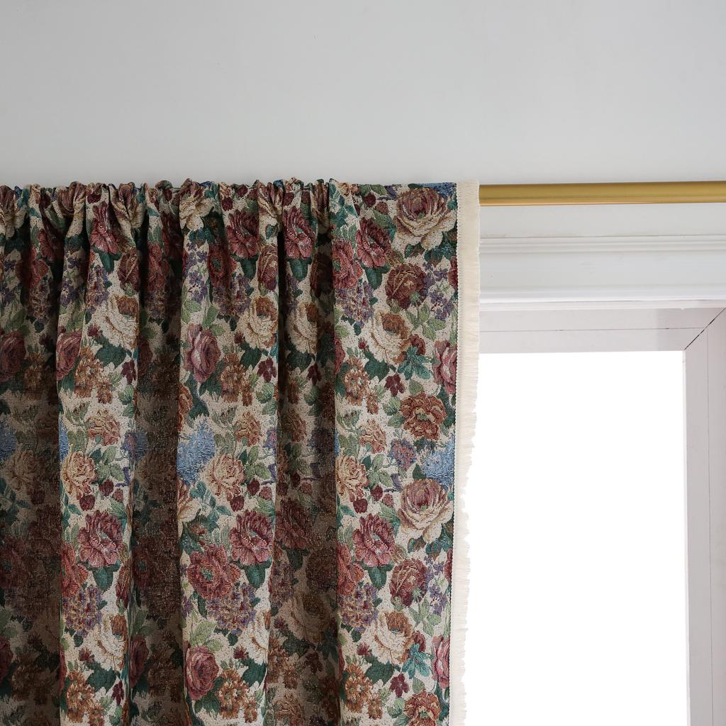 Curtain Finished American Oil Painting Rose Jacquard Thickened Dining Room Balcony Small Window Kitchen Small Curtain