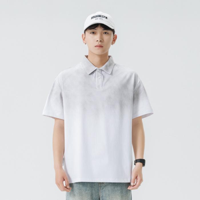 

Поло с лацканами, короткий рукав, мужская, тай-дай, для пожилых мужчин, лацканы, тонкий, короткий топ-футболка 3XL