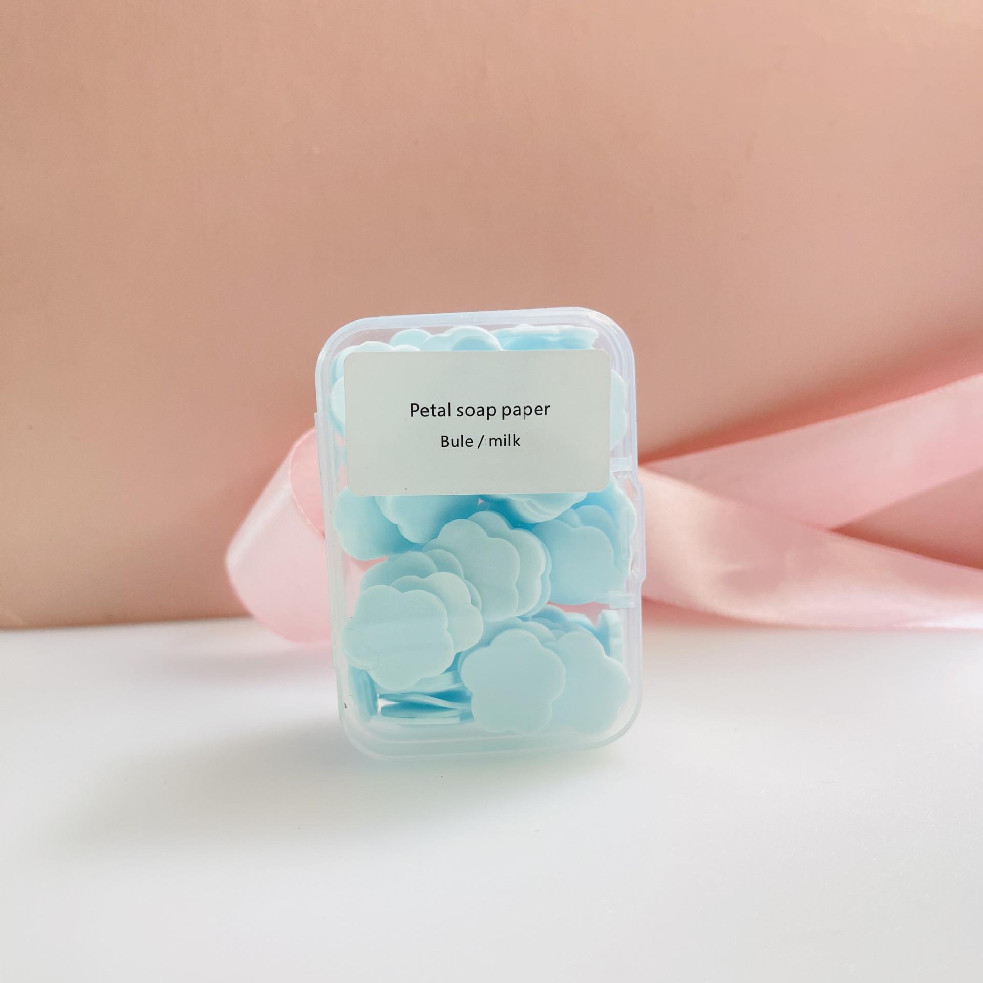 

Мыло-лепесток, бумажное дорожное портативное одноразовое мыло для рук, таблетка, детское мыло для рук, бумажное, мыло для мытья на открытом воздухе в форме цветка синий