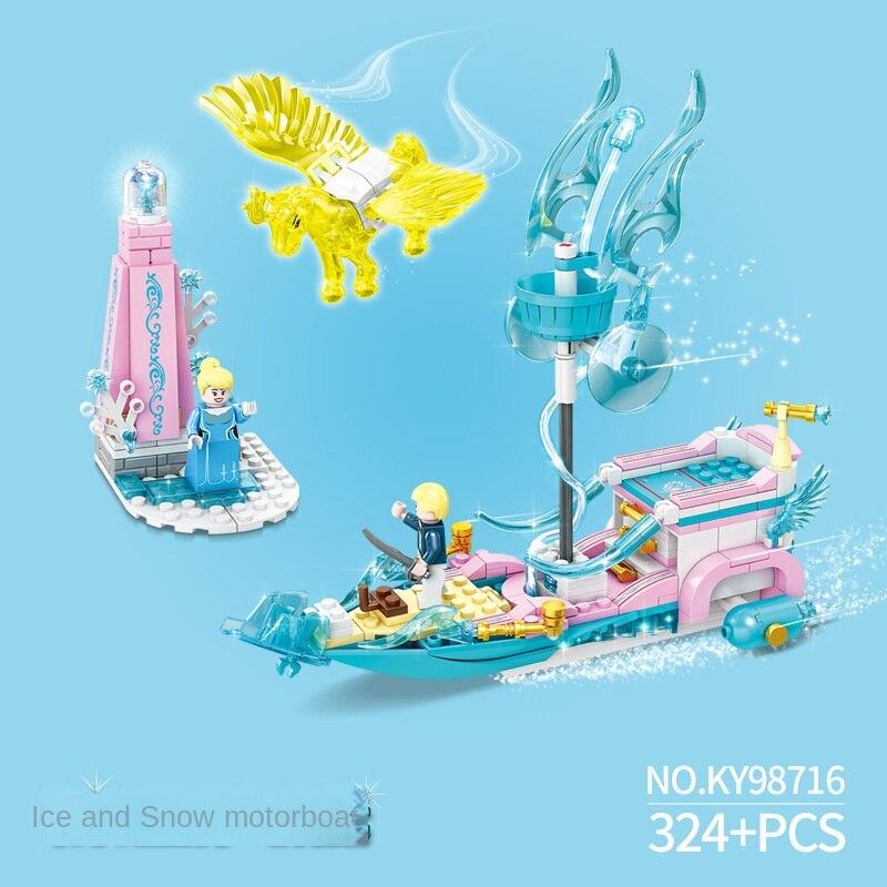 

KAZI Девушка Строительный Блок Принцесса Карета Замок Мечты Головоломка Сборка DIY Игрушка Свет