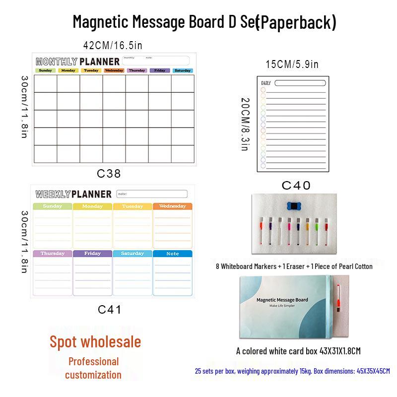 Custom Magnetic Wipeable Acrylic Fridge Calendar Board Sticker.
