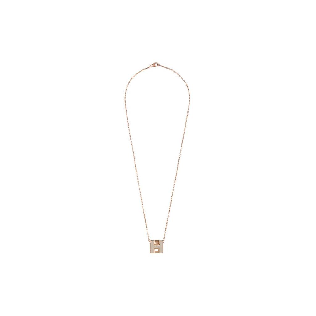 Hermes Cage DH Square Alloy Necklace Unisex necklace Light-Brown Rose-Gold H143991FO55
