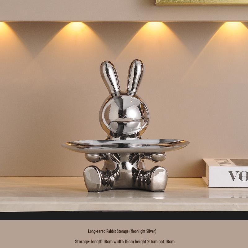 High-End Entrance Display Shelf with Key Storage and Shoe Cabinet - Featuring Violent Bear Ornaments