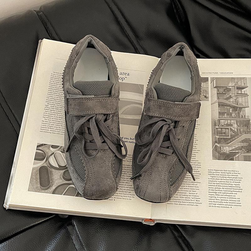 Retro mesh breathable lace-up Velcro flat-bottomed casual shoes women's 2025 autumn new versatile ballet training shoes