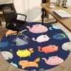 1pc Cats Pattern Office Round Area Rug, Under Office Chairs Bedroom Living Room Home Decor, Room Deco