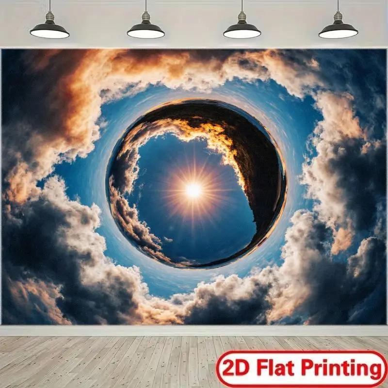 2D-Ebene, 1 Stück, zeigt eine helle Sonne und wechselnde Wolken. Geeignet für Fotostudios und Partyveranstaltungen.