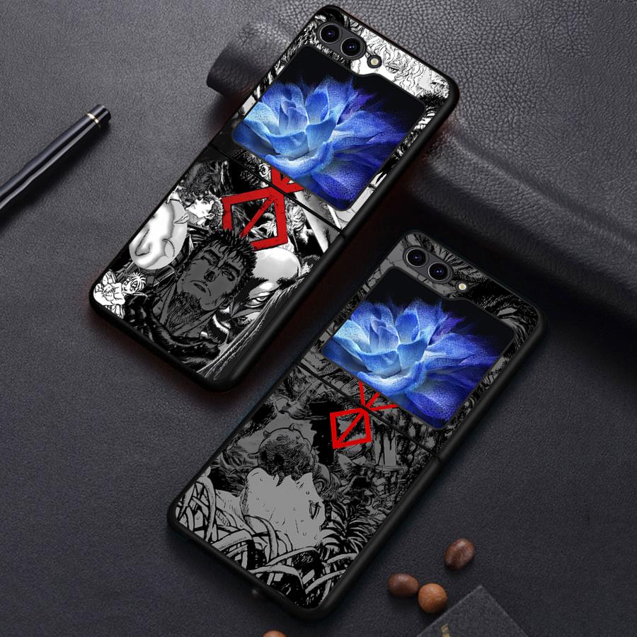 Berserk Comics Anime Cool Back Phone Cover Funda Case for Samsung Galaxy Flip3 Z Flip 7 6 5 4 3 Flip5 Flip7 FE Flip6 Flip4