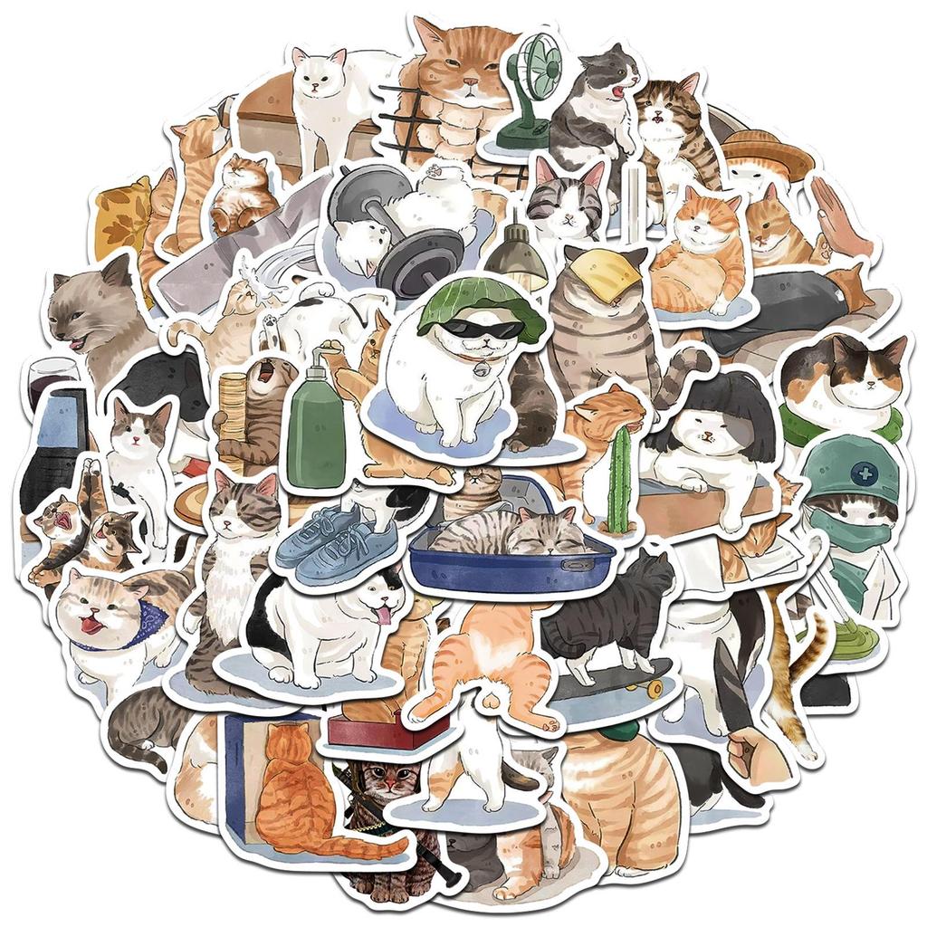 50 Cat & Dog Emoji Stickers: Waterproof for Suitcases, Water Bottles, Guitars