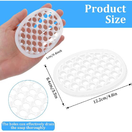 Grevosea 3 Pcs Plastic Soap Holders, Self Draining Soap Dish with Drainage Clear Soap Saver Bar Soap Holder for Shower Kitchen Bathroom Counter
