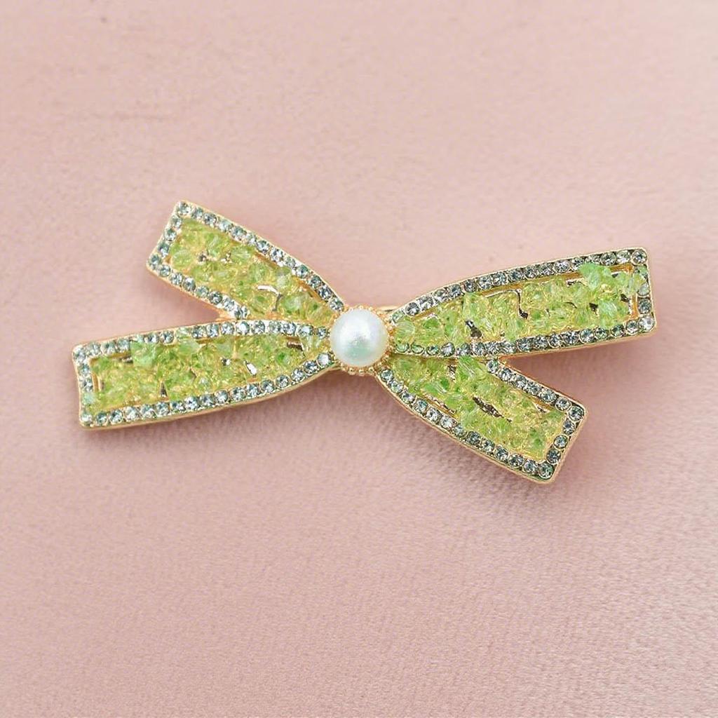 Luxury Crystal Bow Hairpin – Elegant Duckbill Clip for Women