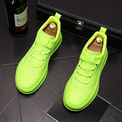 New Trending Men 'S White Green Color Causal Loafers Flat Platform Shoes Moccasins Man Hip -Hop Board Sneakers For Web Celebrity