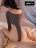 Sexy Lingerie Underwear Inner Babydoll Tempting Underwear Leotard Dress U Neck Long Sleeve High Leg T Back Perforated Nightwear Cosplay Transparent