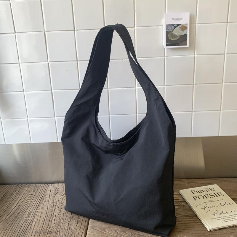 Summer canvas bag simple solid color vest bag large capacity travel vacation bag student class handbag shopping bag