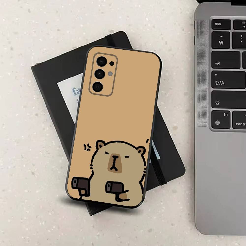 Cute Capybara Cartoon Phone Case For Samsung Galaxy A73,31,32,72,41,J7,8,9,53,52,71,22,Note Soft Black Silicone Cover