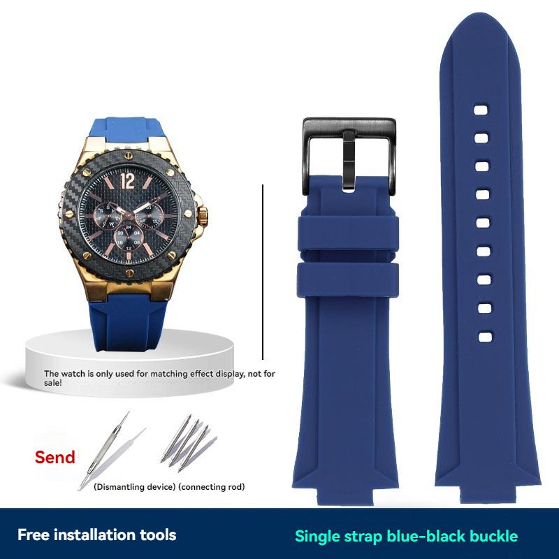 For GUESS W0149L5 Series Watch Chain Soft Resin Silicone Watchband Convex Mouth 26x14m Watch Strap Waterproof Bracelet Bue