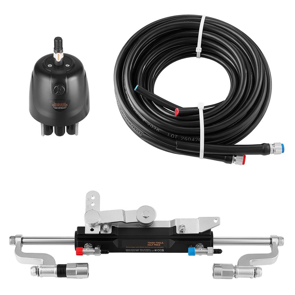 Hydraulic Steering Kit 300HP Hydraulic Outboard Steering System 7.92m, Marine Boat Steering System, 2.5 MPa Helm Pump, Two-Way Lock Cylinder, 7.92 m