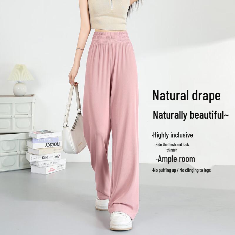 Women s High-Waist Draped Wide-Leg Casual Pants S