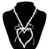 Exaggerated Metal Big Love Pendant Necklace Feminine Sweet Temperament Imitation Pearl Bow Necklace