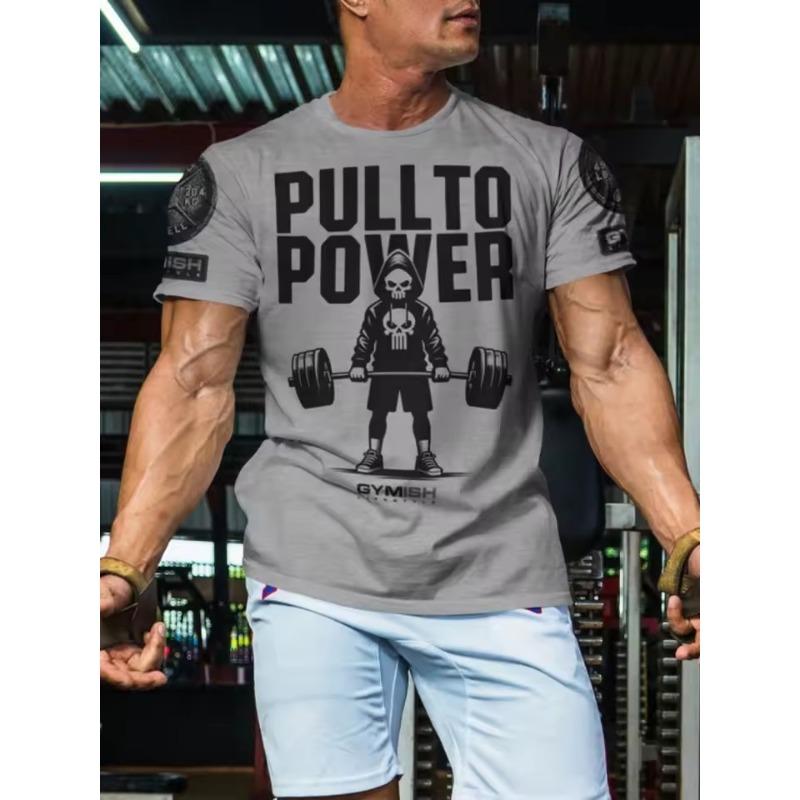 T-shirt High Quality Cotton Men's Short Sleeve Top 3D Printed Weightlifting Skull Muscle Men Tough Guy Fitness Short Sleeve