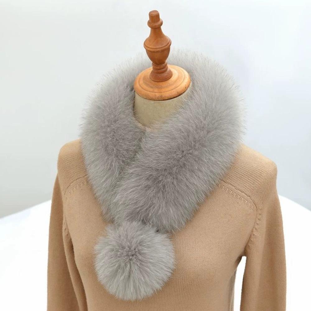 Thickened Winter Scarf Solid Color Faux Fox Fur Collar Neck Warmer Scarf  Cold Weather Accessories