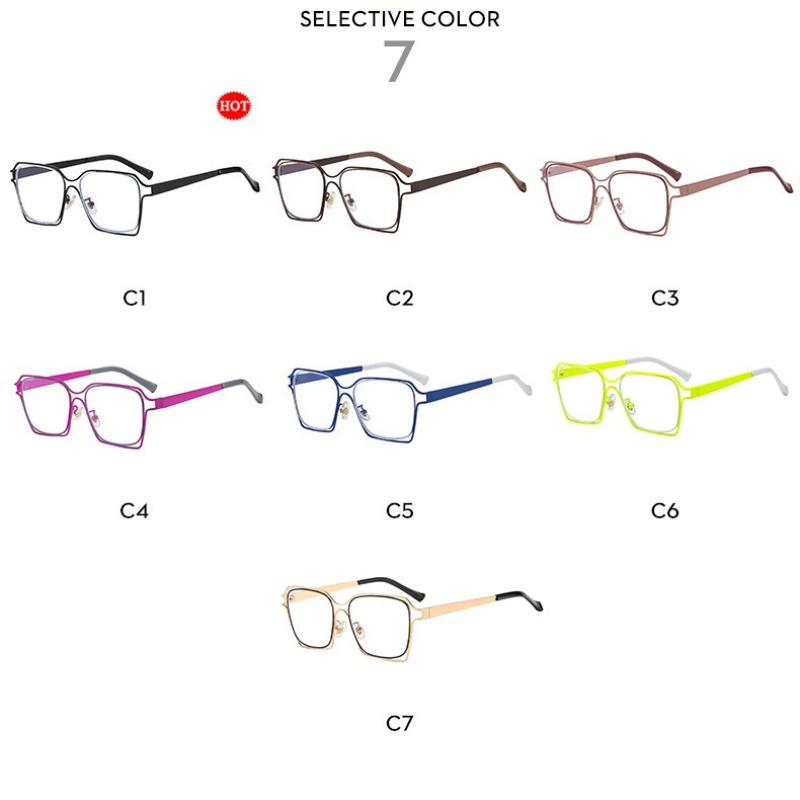 Women's eyeglasses - unisex fashion square hollow metal glasses