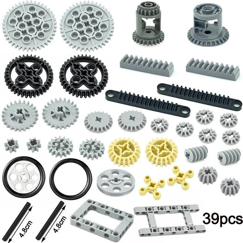 MOC Technical Parts Gear Liftarm Cross Axles Pin Beam Panel Car Building Blocks Kid Toys Bulk Compatible with Gear Bricks Leduo