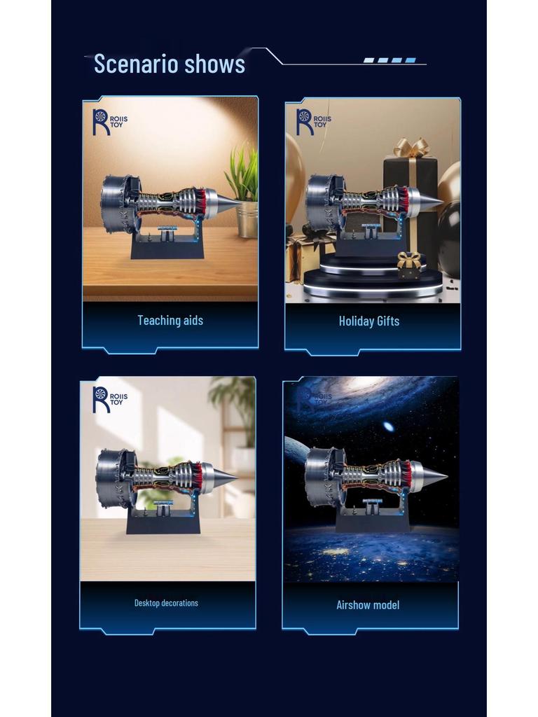 D3 Printing TR-900 Luminous Aircraft Engine Toy - Assembled Rotating Turbine Model