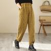 Women's Solid Color High-waisted Cotton Pants Over Winter Cotton Padded With Thick Cotton Linen Casual Closed Pants Plus Size Loose Bloomers