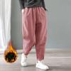 Dámské podzimní a zimní volné manšestrové kalhoty velkých velikostí odolné proti chladu s přidaným sametem, zateplené svrchní oblečení, univerzální ležérní harlanové kalhoty, teplé