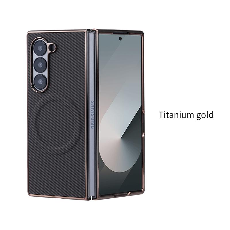

Чехол для телефона с гальваническим покрытием и магнитным покрытием для Samsung Galaxy Z Fold 6 5 4 3 Fold6 Fold5 Fold4 Fold3 5G Защитный чехол из углеродного волокна Galaxy Z Fold4