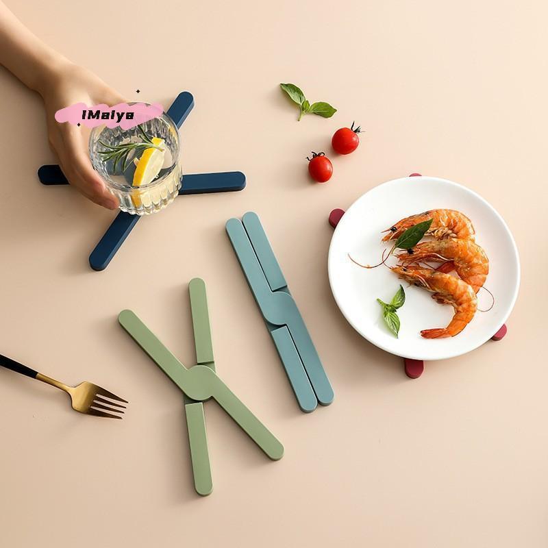 1Pc Silicone X Shaped Heat Resistant Pad Non-Slip Foldable Pot Pan Mat Kitchen Placemat Dish Plate Cross Holder for Table