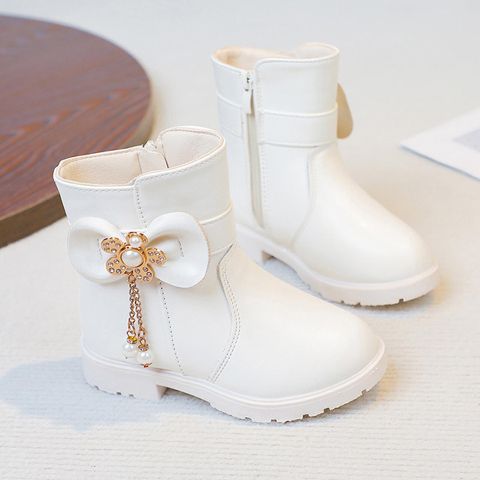 

Children s Boots, Single Boots, British Snow Boots, Girls Suede Side Zipper Boots, Midsole Boots 31 білий