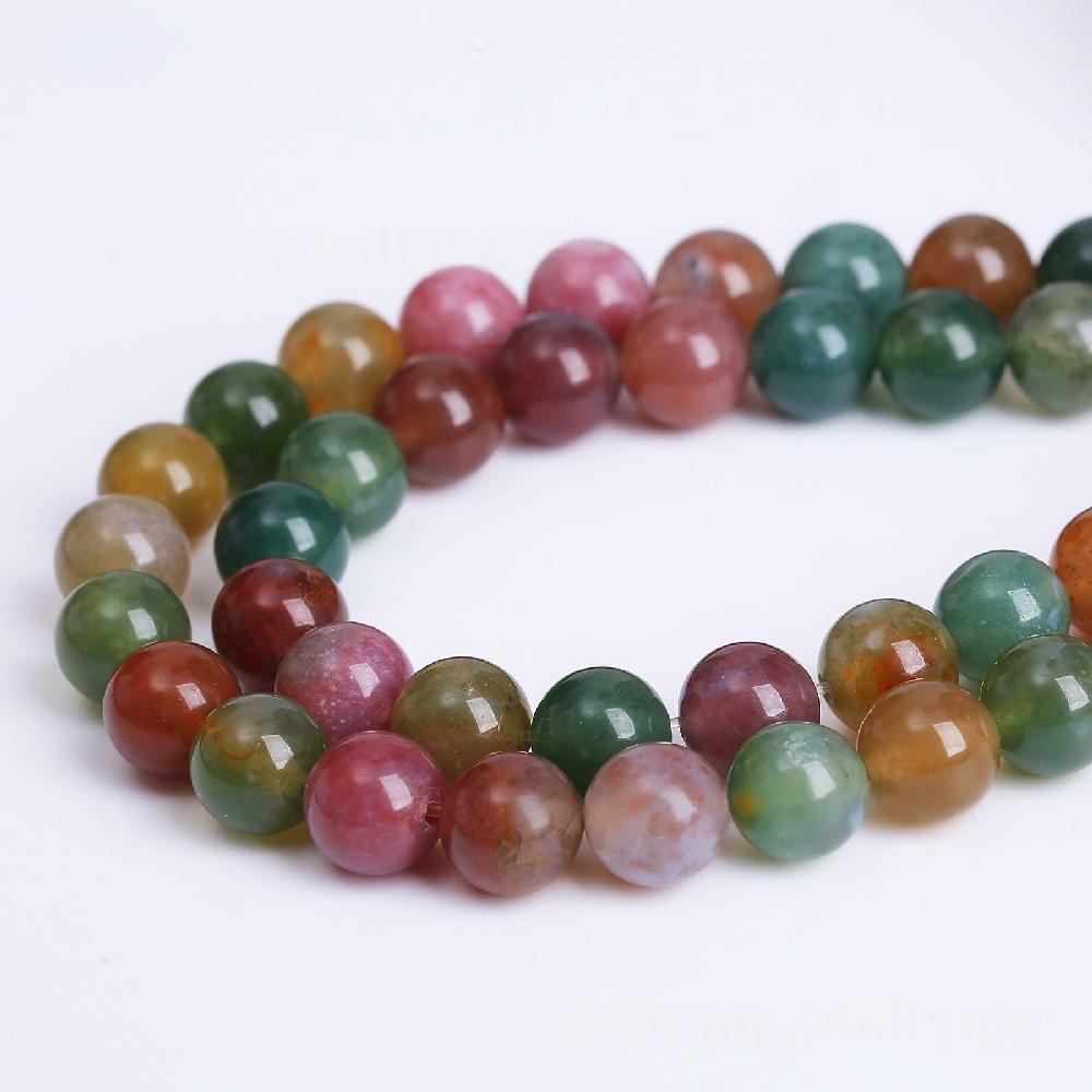 Indian Agates Stone Natural Round Beads 15"Strand Smooth Loose Spacer Beads 4/6/8/10/12mm for Jewelry Making DIY Bracelets Accessories