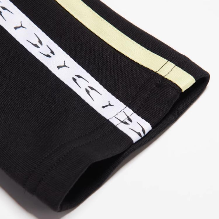 Puma Logo Pattern Side Stripe Elastic Waist Mid Rise Casual Pants Women bottoms Black 536653-01